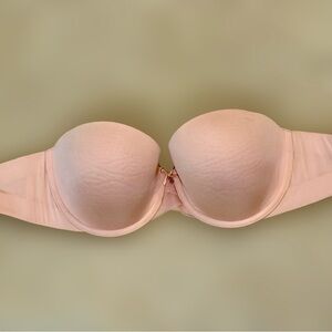 Victoria’s Secret Push-Up Strapless Bra 32DD Light Pink w/ Bow Charm